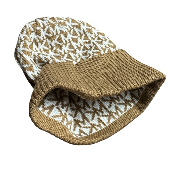 Michael Kors Tan and White Logo Beanie Hat - Picture 4 of 6